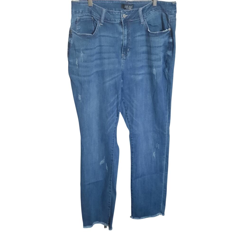 Judy Blue Womens 5 Pocket Boyfriend Fit Distressed Frayed Hem Jeans Size 18W